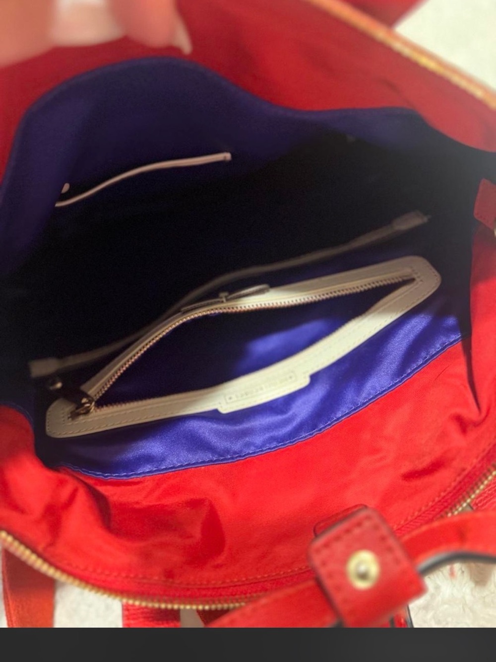 henri bendel Red Tote with Gold Hardware Accents - Picture 2 of 4